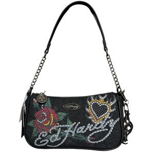 Ed Hardy Black and Red Graphic Shoulder Bag
